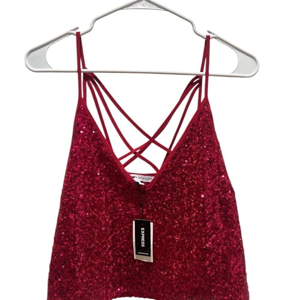 Express Women's Sparkling Pink Sequin Croptop